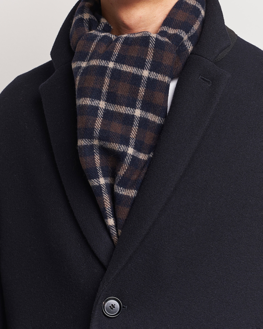Herre | Eton Checked Wool Scarf Dark Brown | Eton | Checked Wool Scarf Dark Brown