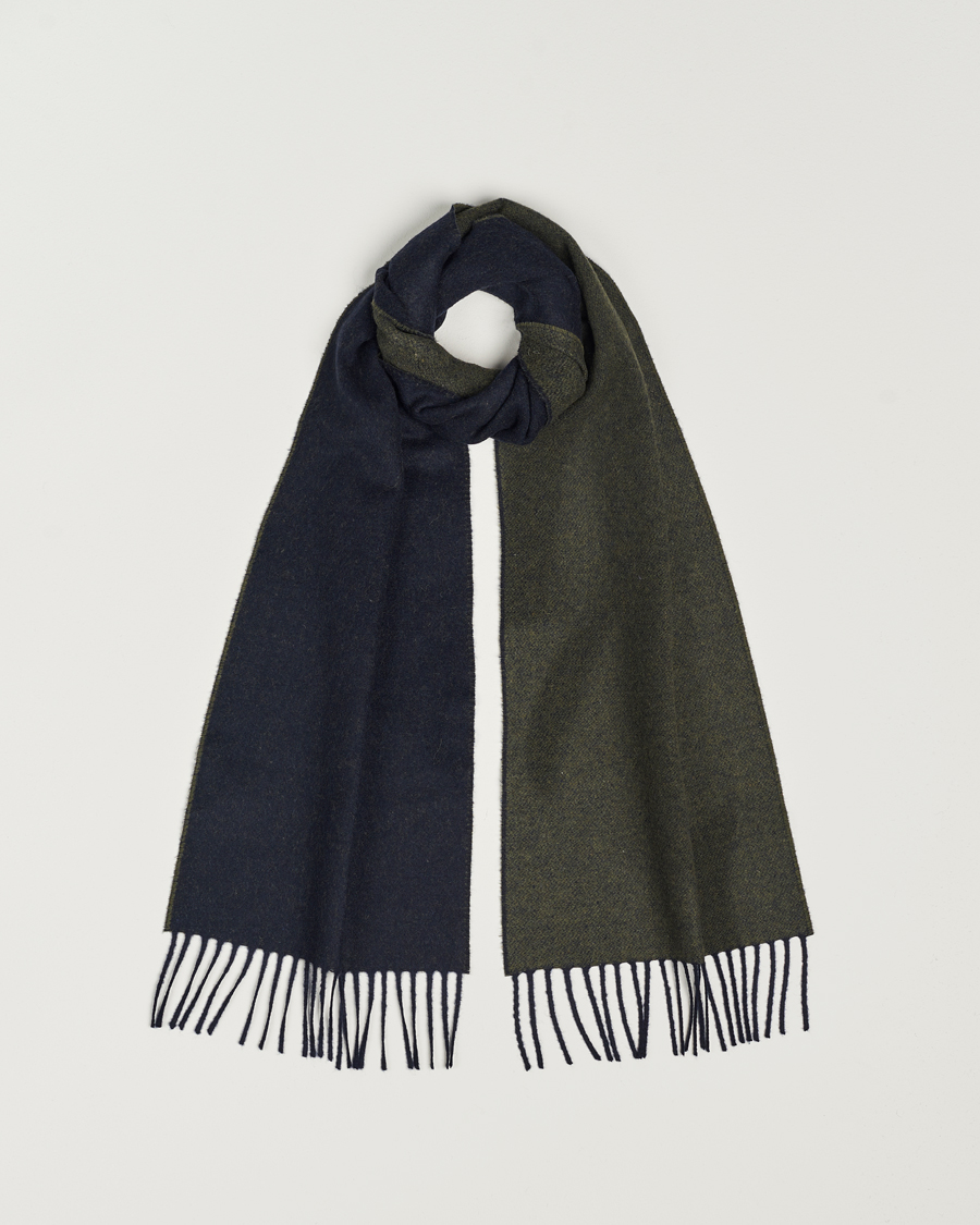 Herre | Eton Wool Two-Faced Scarf Green/Navy | Eton | Wool Two-Faced Scarf Green/Navy