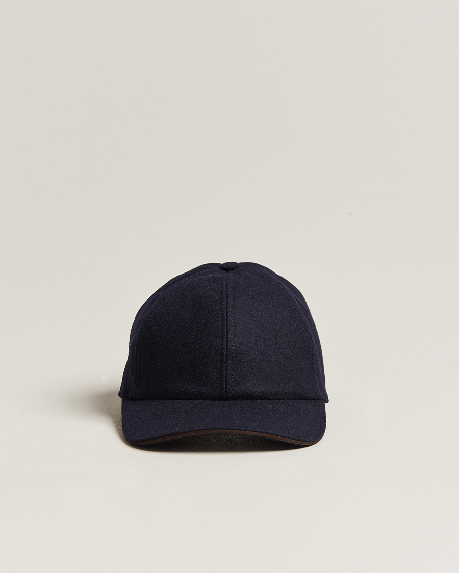 Herre |  | Eton | Wool Baseball Cap Navy Blue