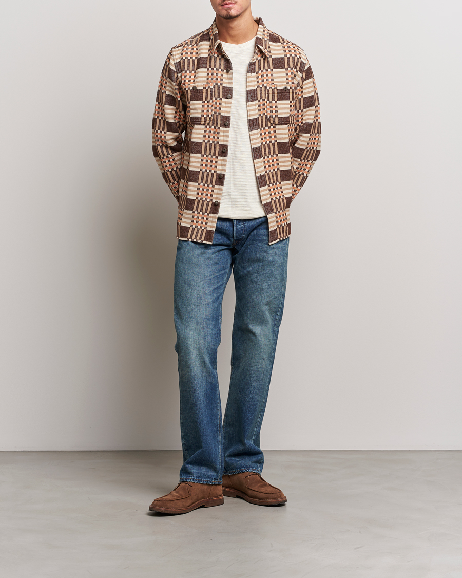 Herre | Skjorter | RRL | Cody Brushed Flannel Overshirt Brown Check