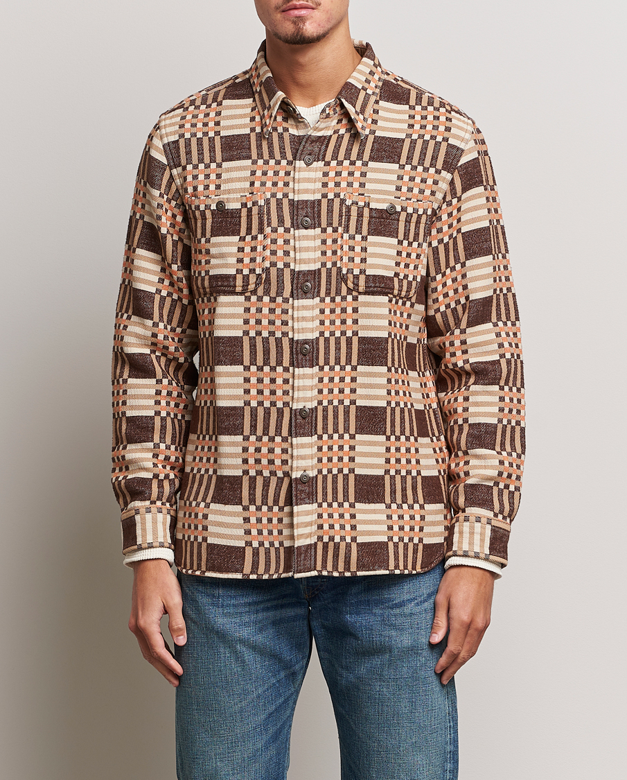 Herre | RRL | RRL | Cody Brushed Flannel Overshirt Brown Check