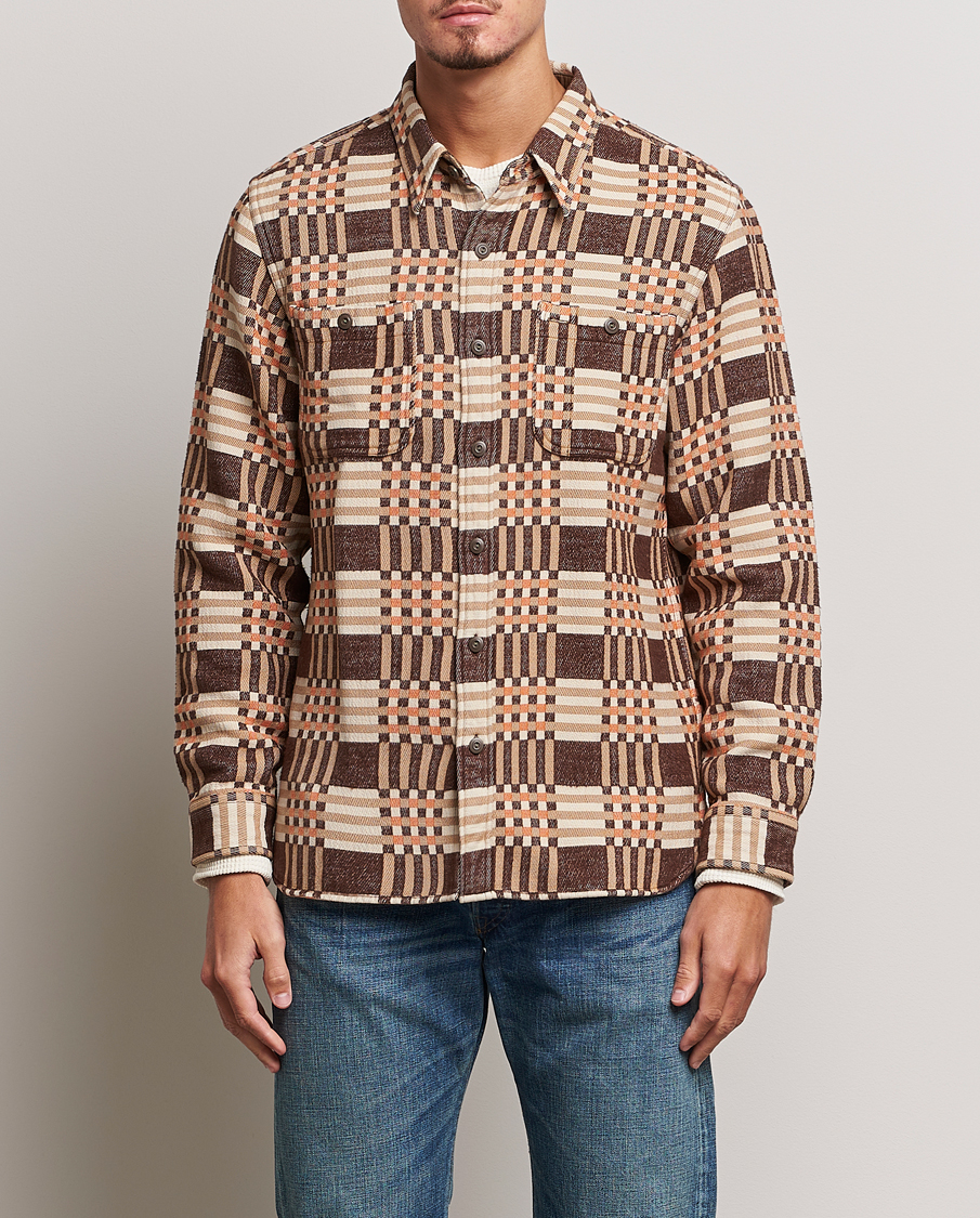 Herre | Skjorter | RRL | Cody Brushed Flannel Overshirt Brown Check