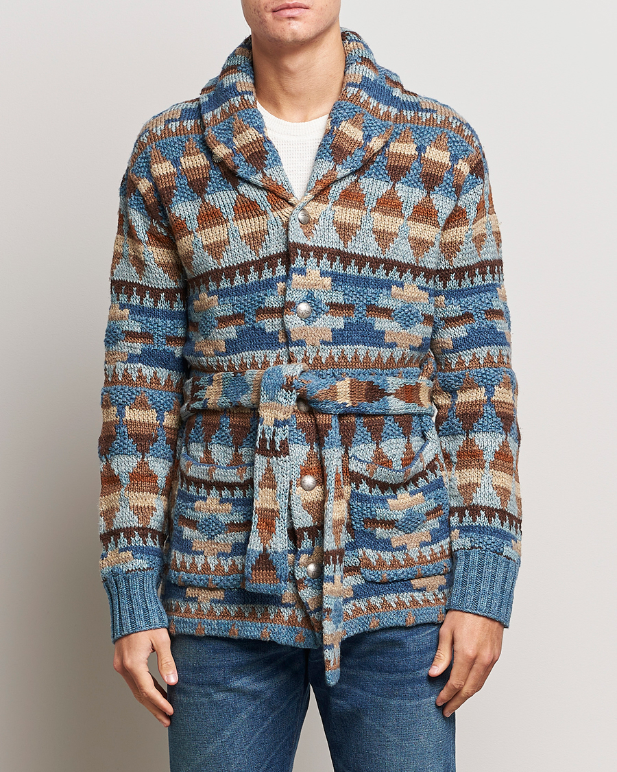 Herre | Trøjer | RRL | Ranch Shawl Collar Cardigan Brown/Blue