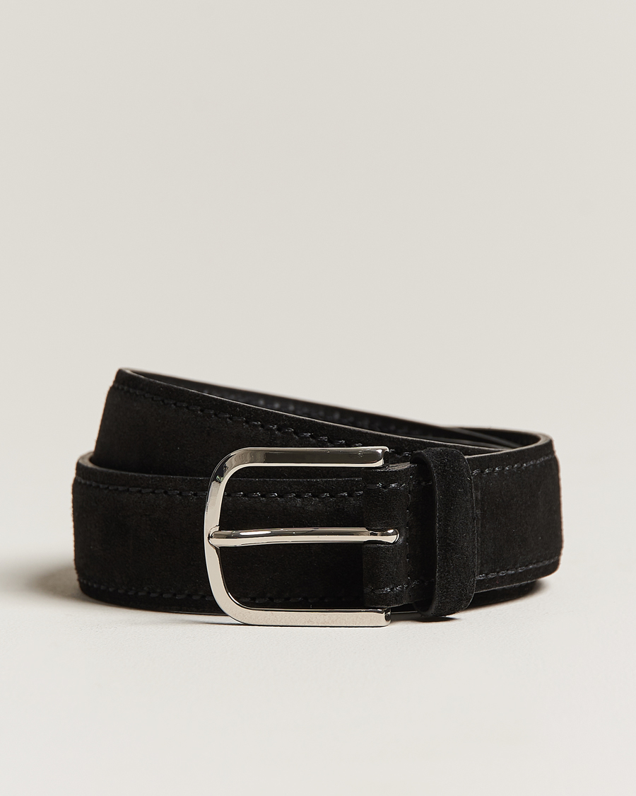 Herre | Orciani Suede Belt 3,5 cm Black | Orciani | Suede Belt 3,5 cm Black