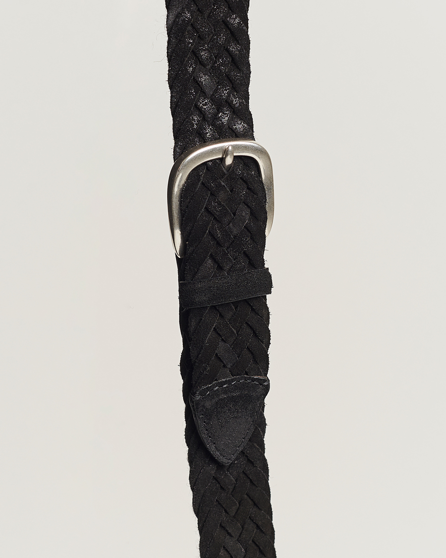 Herre | Orciani Braided Suede Belt 3,5 cm Black | Orciani | Braided Suede Belt 3,5 cm Black