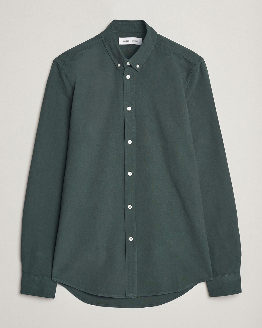 Herre | Skjorter | Samsøe & Samsøe | Liam Striped Button Down Shirt  Darkest Spruce