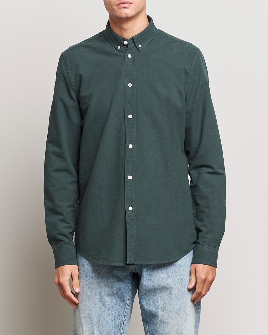 Herre | Skjorter | Samsøe & Samsøe | Liam Striped Button Down Shirt  Darkest Spruce