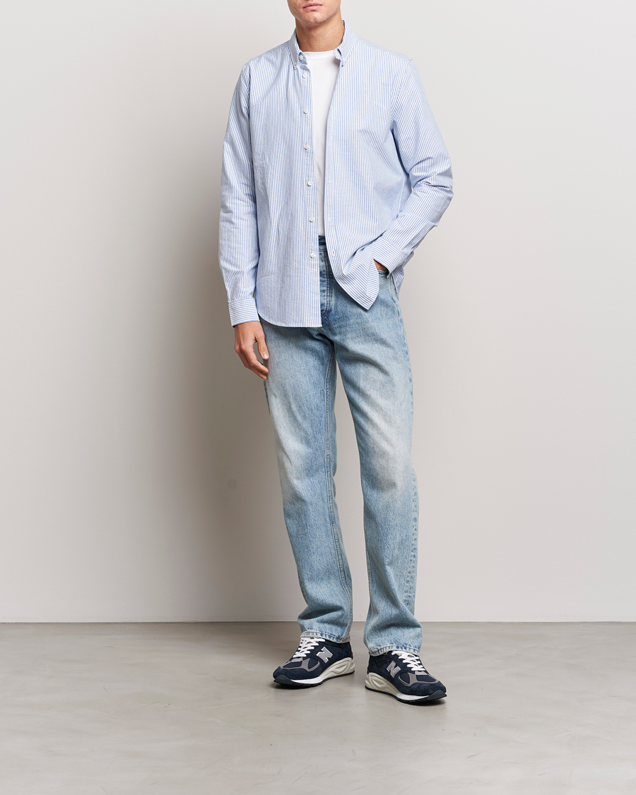 Herre | Skjorter | Samsøe Samsøe | Liam Striped Button Down Shirt Blue/White