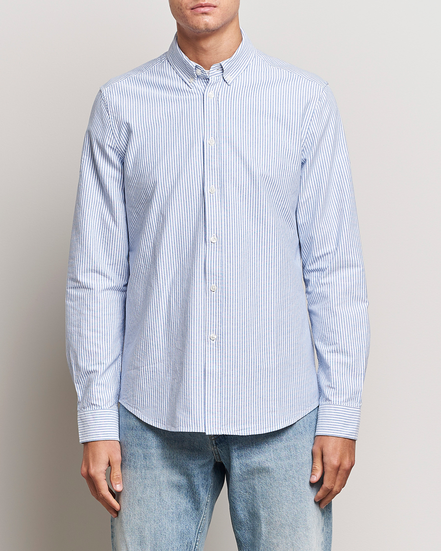 Herre |  | Samsøe & Samsøe | Liam Striped Button Down Shirt  Blue/White