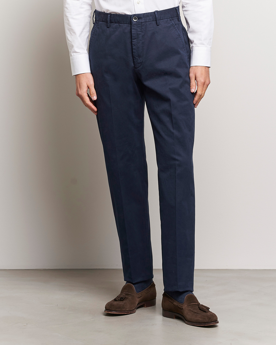 Herre | Bukser | Incotex | Straight Fit Cotton Chinos Navy