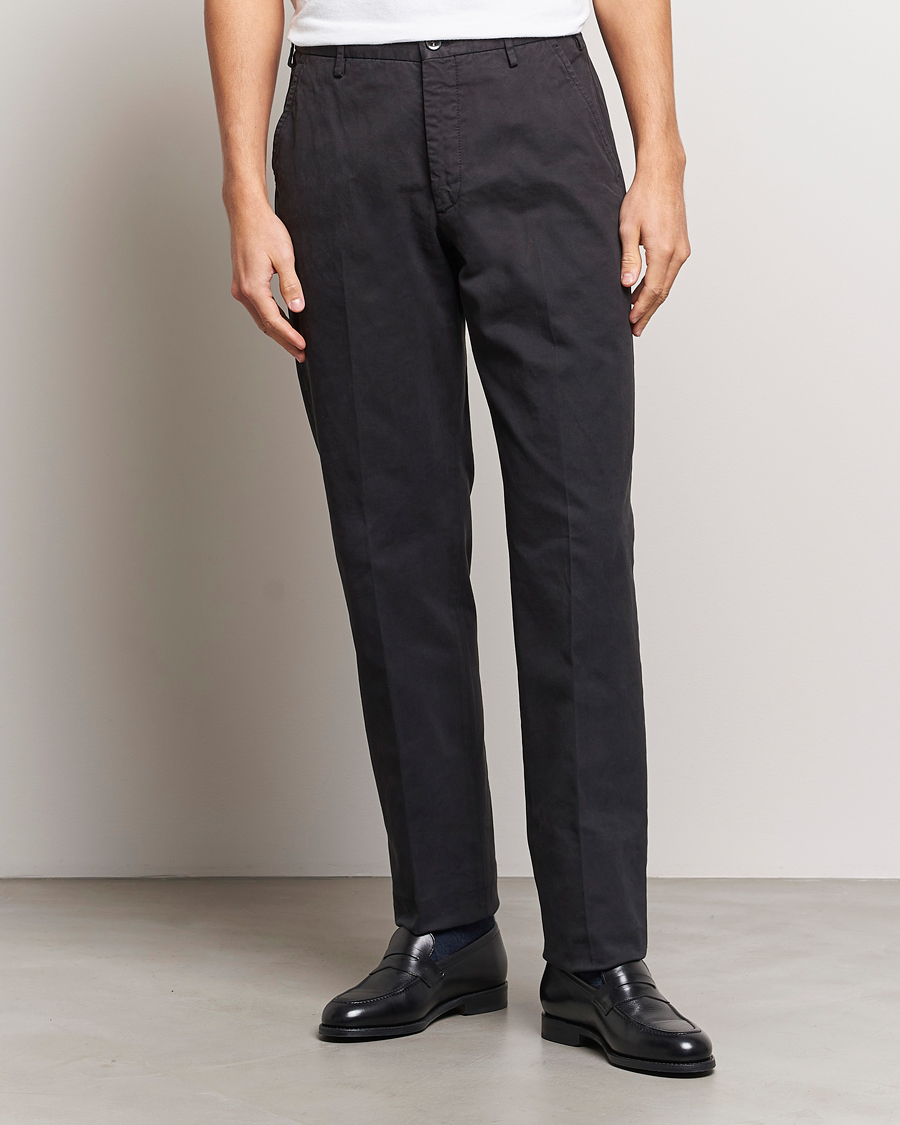 Herre | Tøj | Incotex | Straight Fit Cotton Chinos Black