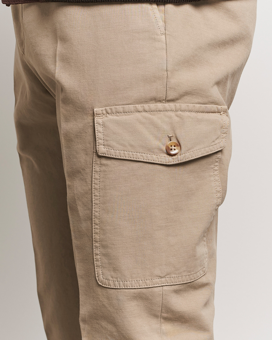 Herre | Bukser | Incotex | Slim Fit Cotton Cargo Pocket Trousers Beige