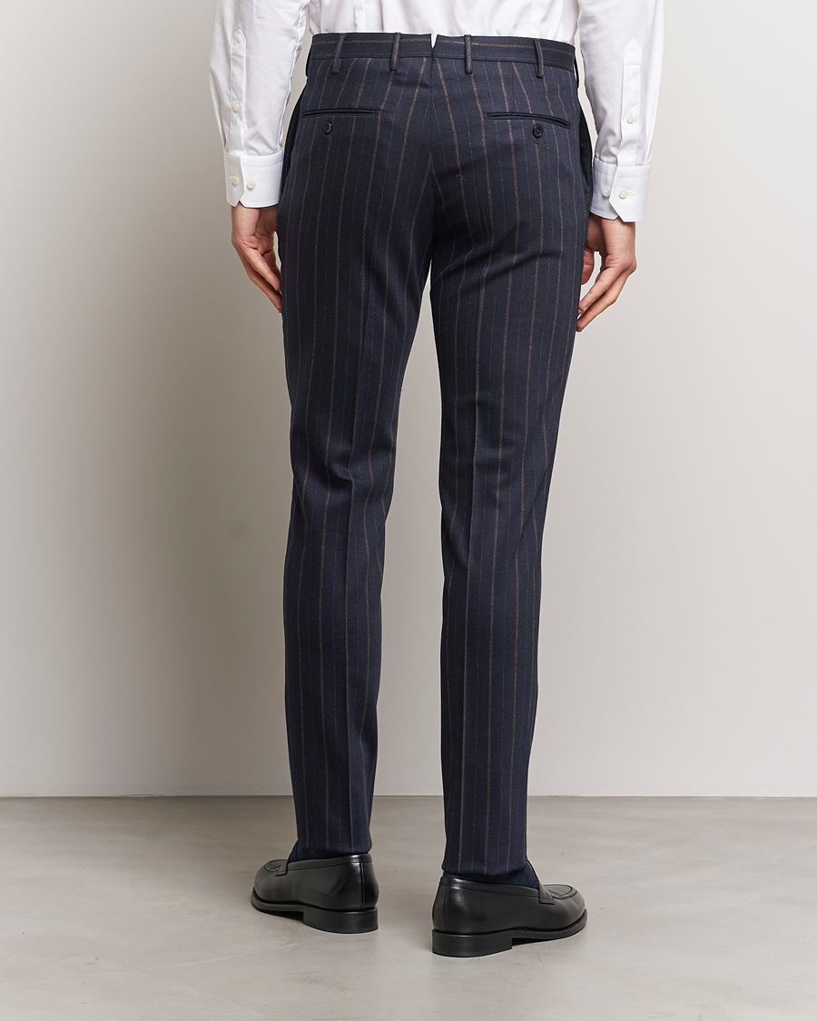 Herre | Bukser | Incotex | Wool/Cashmere Stretch Pinstripe Trousers Navy