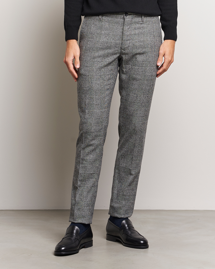 Herre | Flannelsbukser | Incotex | Slim Fit Prince Of Wales Check Pants Grey
