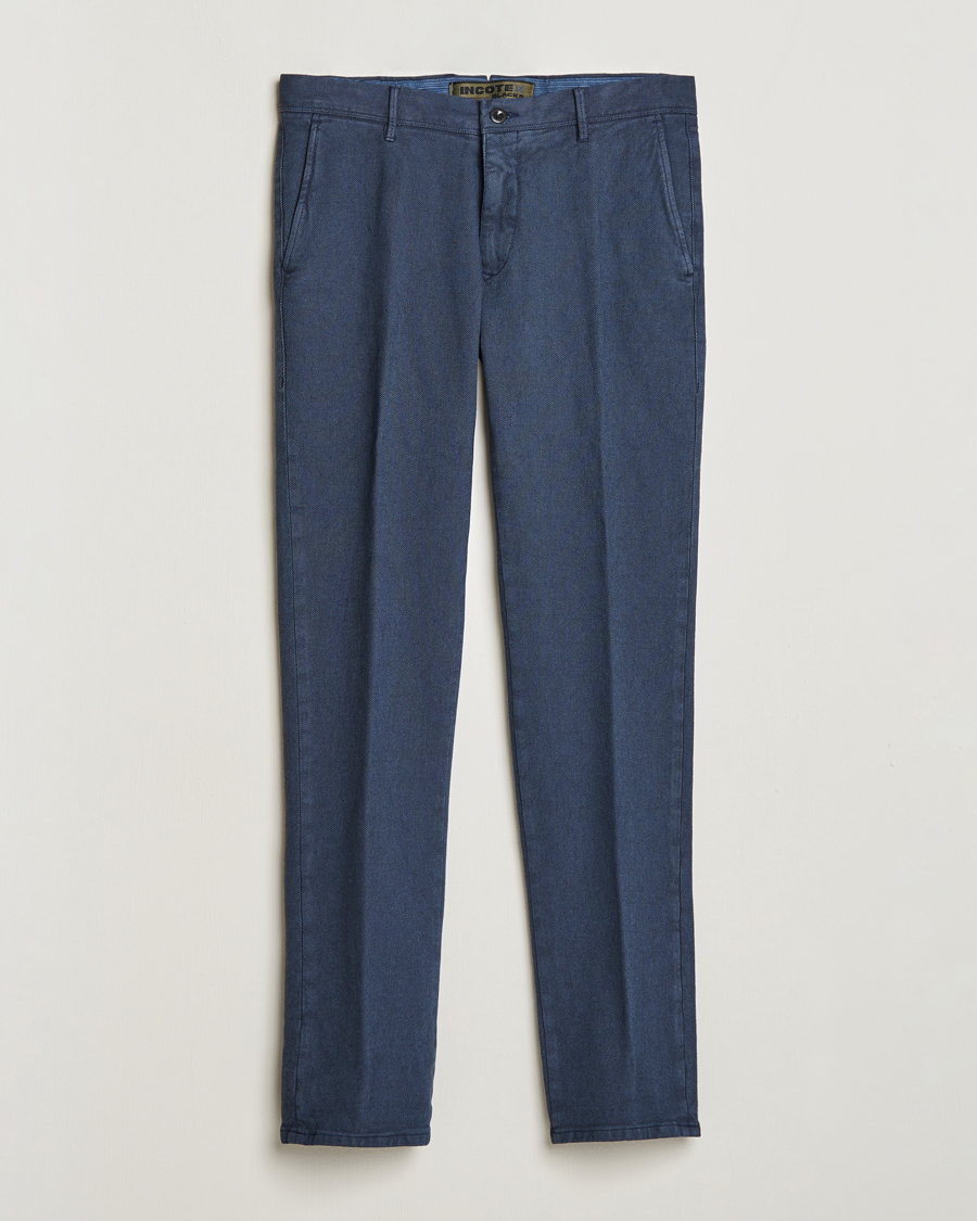Herre | Bukser | Incotex | Slim Fit Overdyed Microstructure Slacks Dark Blue