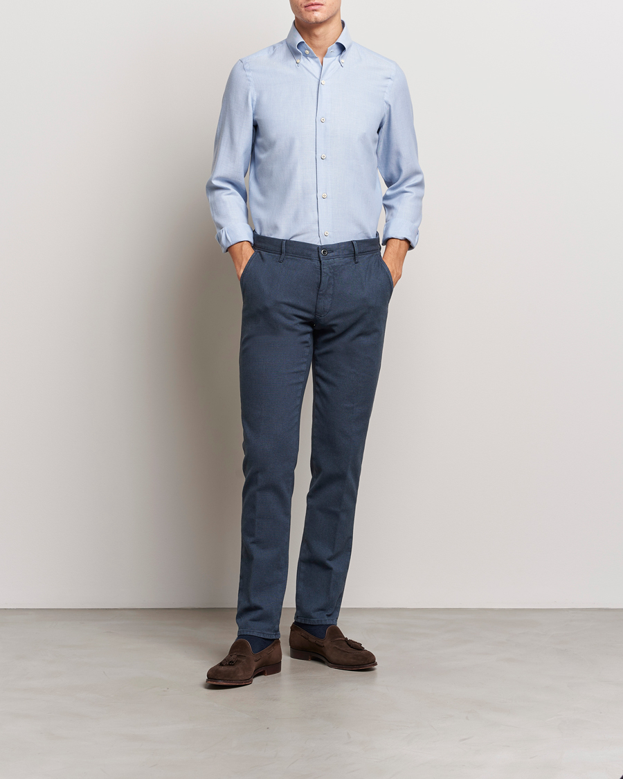 Herre | Bukser | Incotex | Slim Fit Overdyed Microstructure Slacks Dark Blue