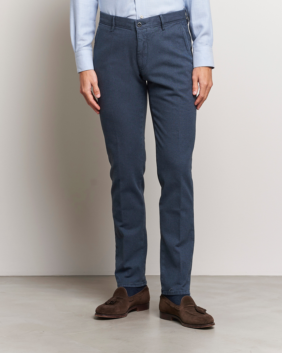 Herre | Bukser | Incotex | Slim Fit Overdyed Microstructure Slacks Dark Blue