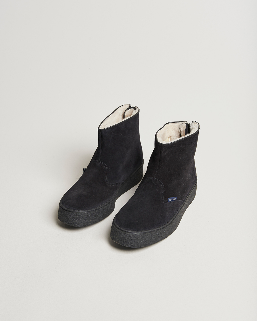 Herre | Sanders Sherling Lined Curling Boot Black Suede | Sanders | Sherling Lined Curling Boot Black Suede