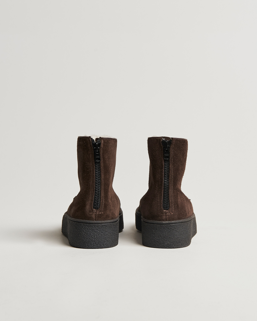 Herre | Sanders Sherling Lined Curling Boot Chocolate Suede | Sanders | Sherling Lined Curling Boot Chocolate Suede