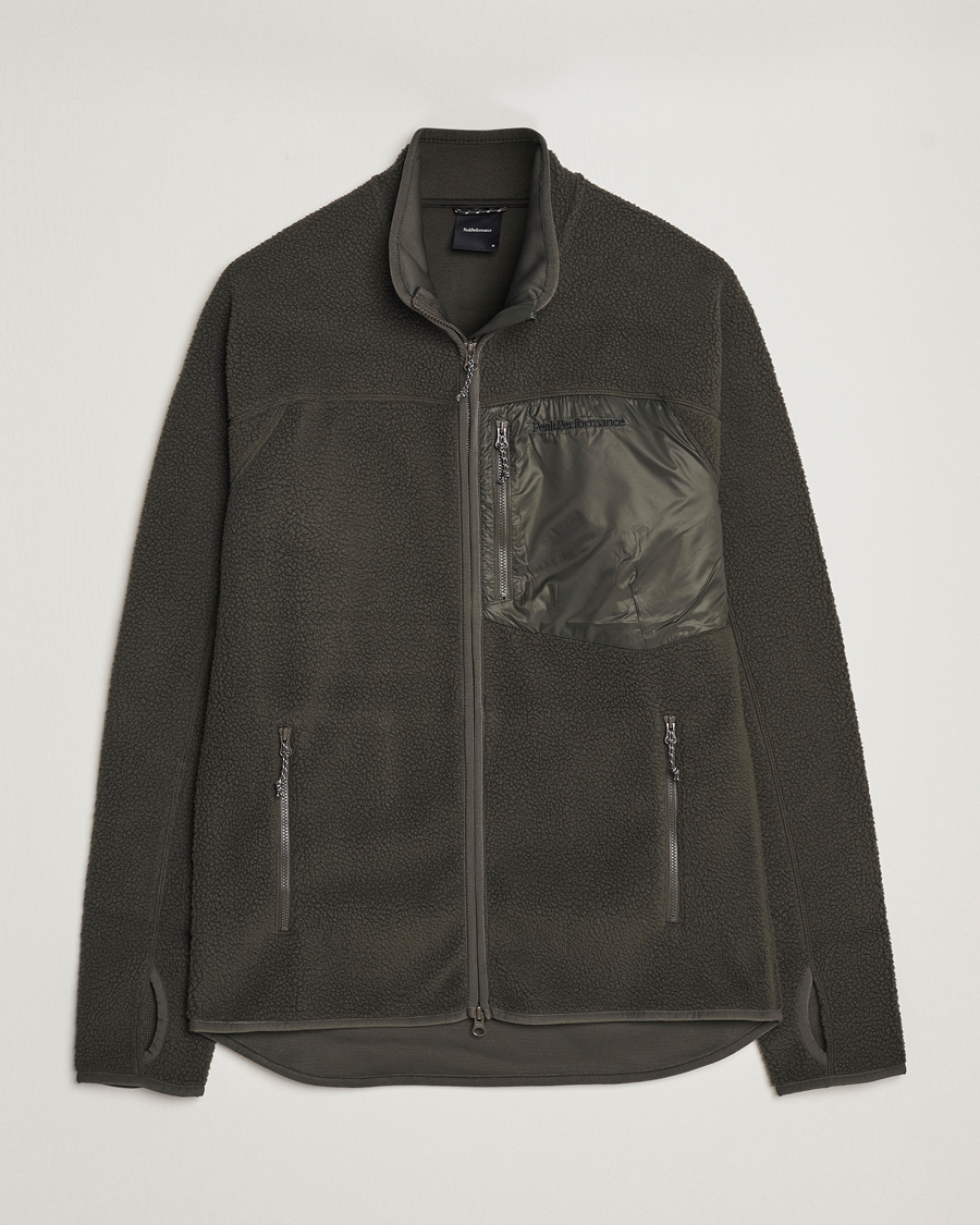 Herre | Trøjer | Peak Performance | Pile Full Zip Olive Extreme