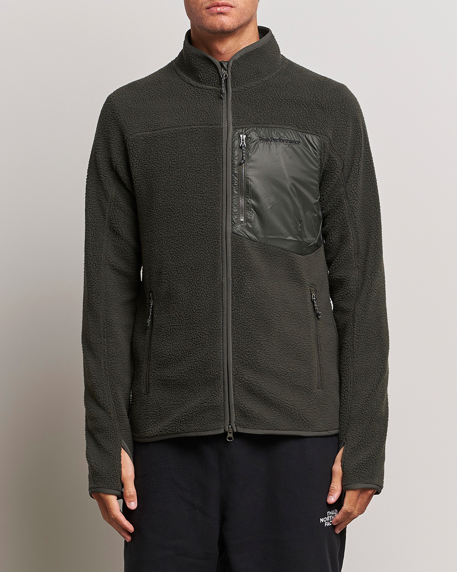 Herre | Trøjer | Peak Performance | Pile Full Zip Olive Extreme