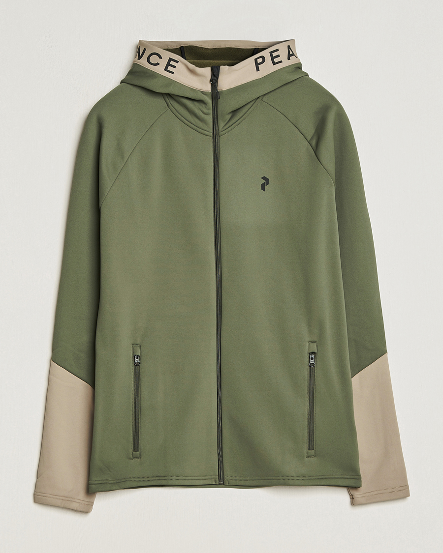 Herre | Trøjer | Peak Performance | Rider Hooded Full Zip Pine Needle/Avid Beige