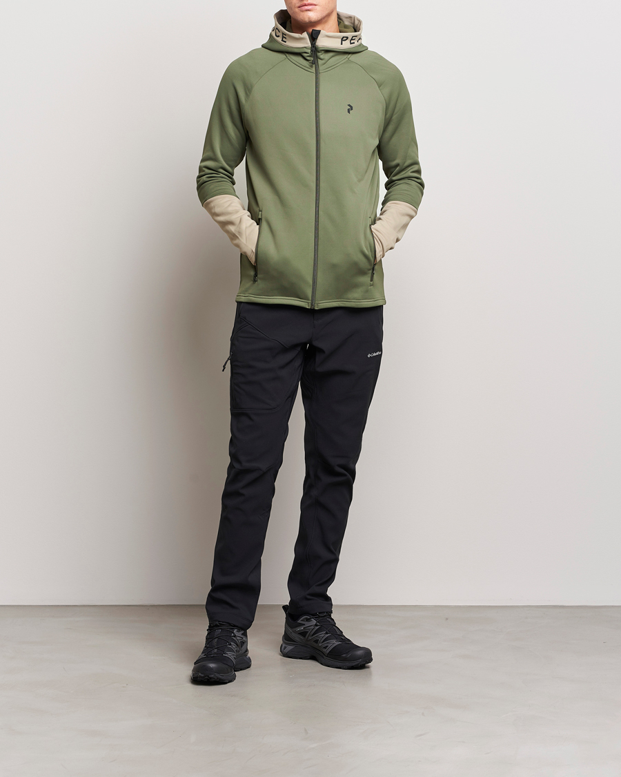 Herre | Trøjer | Peak Performance | Rider Hooded Full Zip Pine Needle/Avid Beige