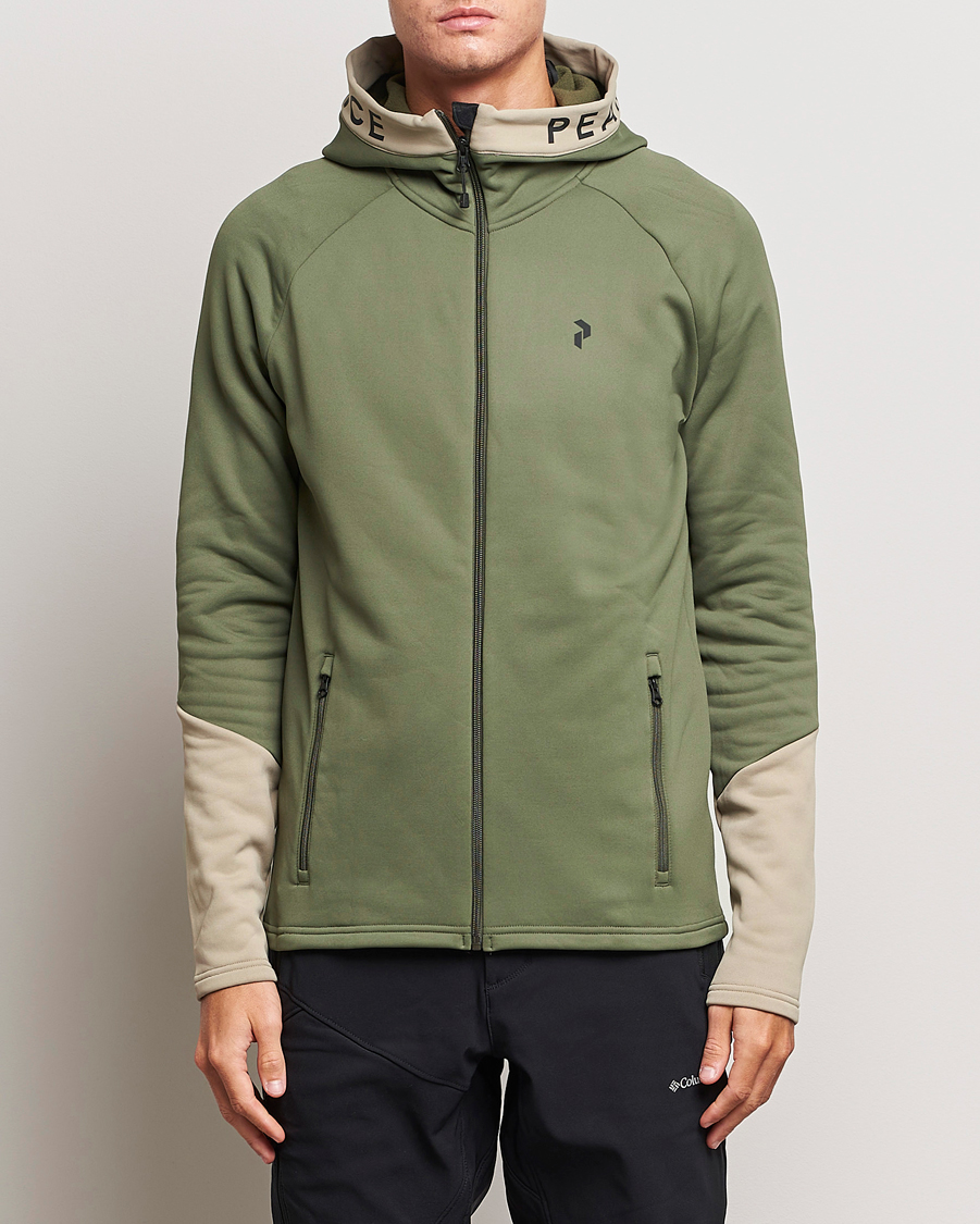 Herre | Trøjer | Peak Performance | Rider Hooded Full Zip Pine Needle/Avid Beige