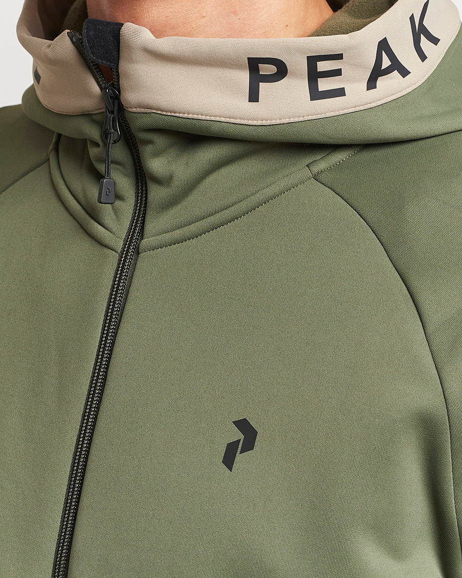 Herre | Trøjer | Peak Performance | Rider Hooded Full Zip Pine Needle/Avid Beige