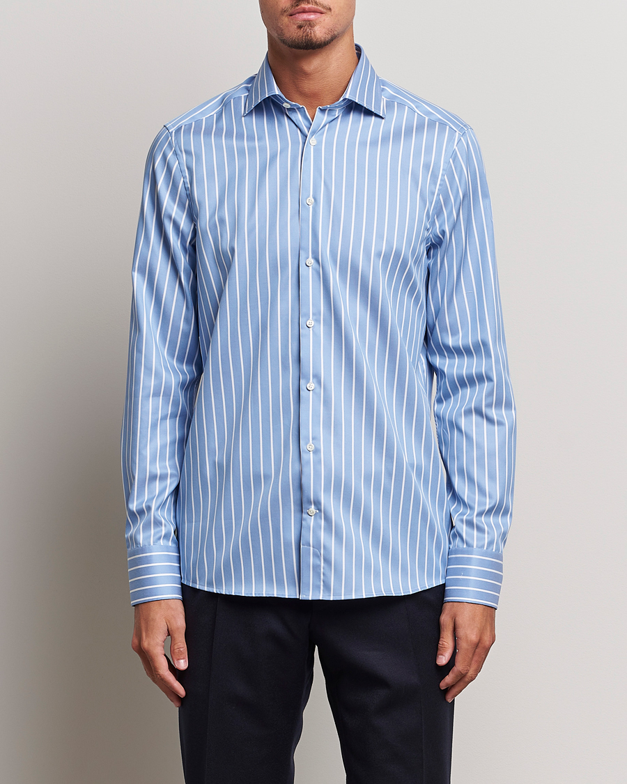Herre | Skjorter | Stenströms | Slimline Striped Cut Away Shirt Blue