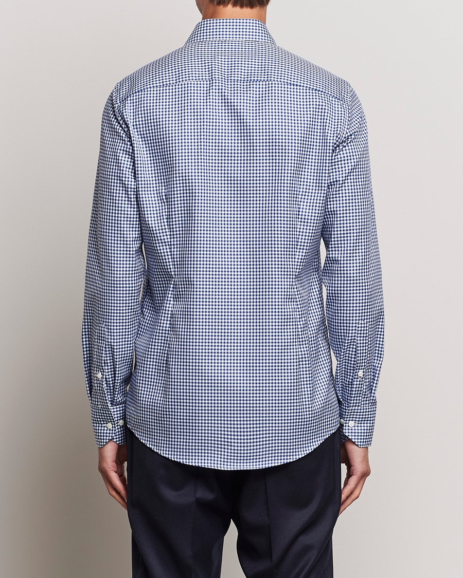 Herre | Skjorter | Stenströms | Slimline Mini Check Cut Away Shirt Blue
