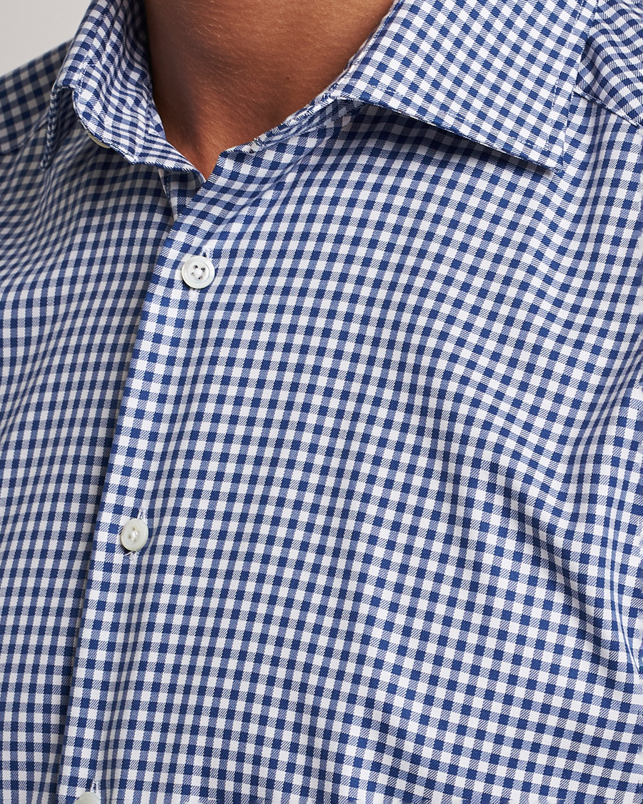Herre | Skjorter | Stenströms | Slimline Mini Check Cut Away Shirt Blue