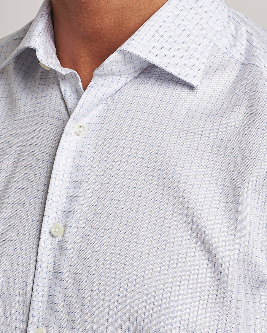 Herre | Skjorter | Stenströms | Slimline Thin Check Cut Away Shirt White