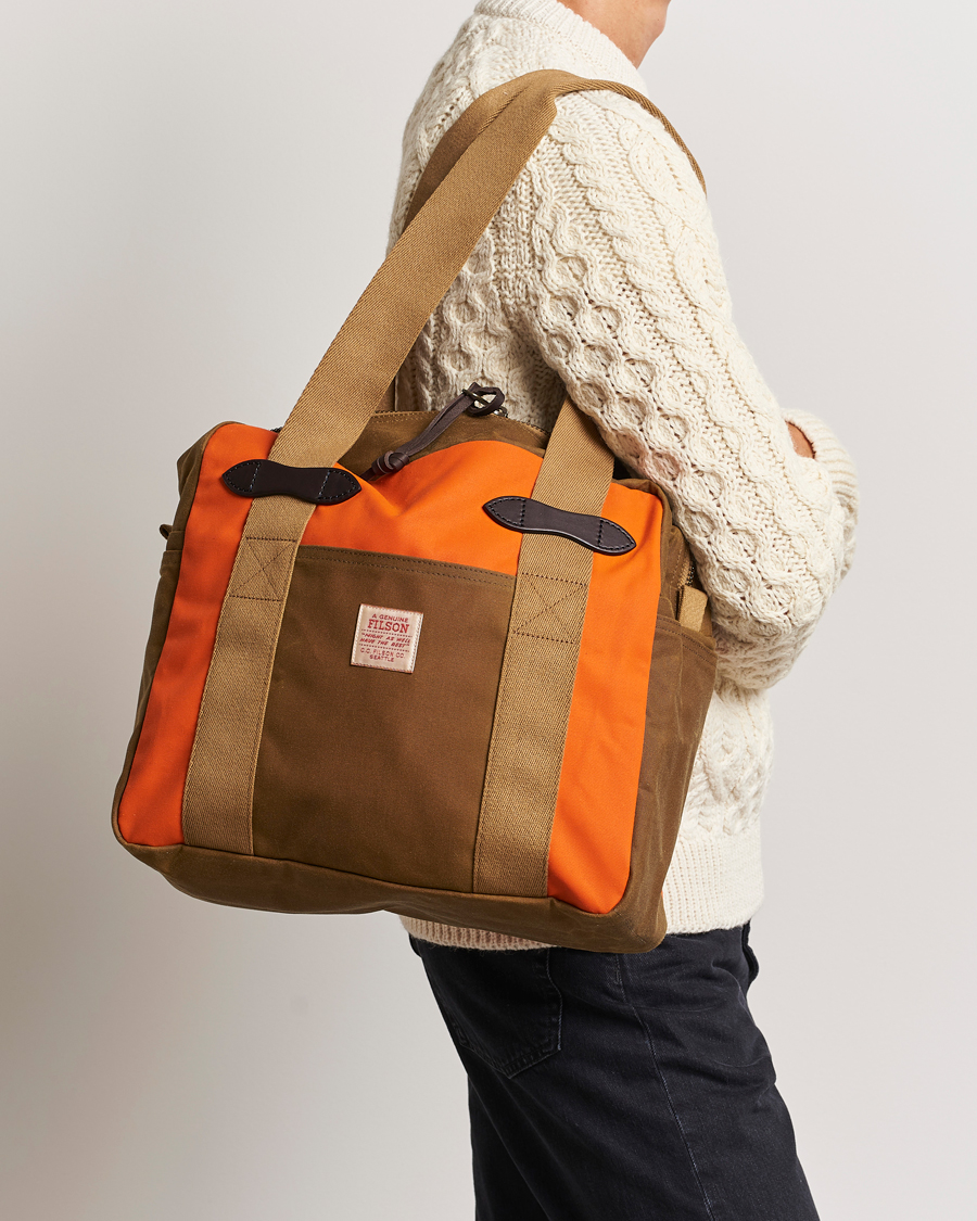 Herre | Tasker | Filson | Tin Cloth Tote Bag Dark Tan/Flame