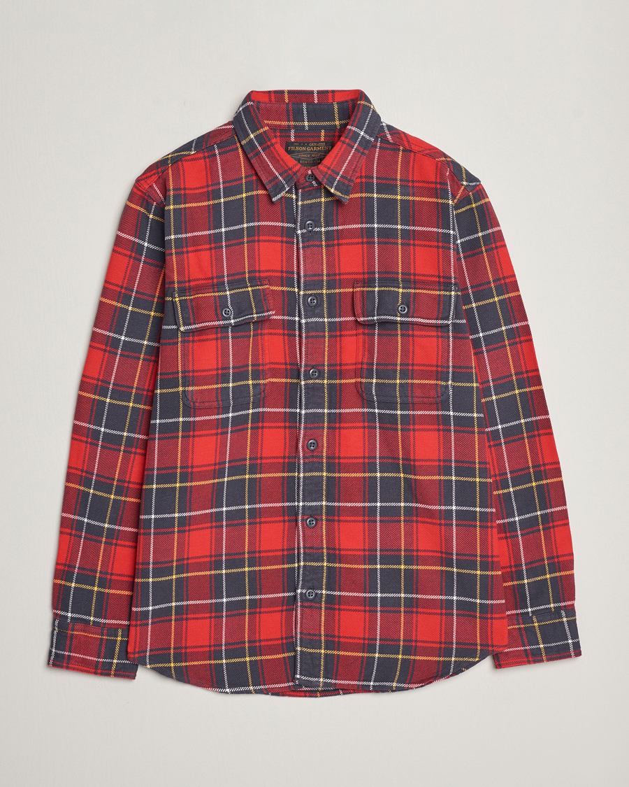 Herre | Skjorter | Filson | Vintage Flannel Work Shirt Red Charcoal Plaid