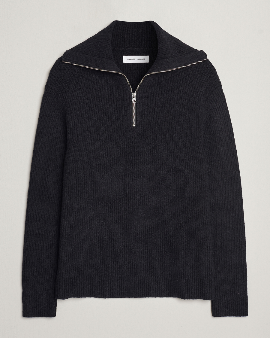 Herre | Trøjer | Samsøe Samsøe | Samsøe & Samsøe Alts Heavy Knitted Half Zip Black