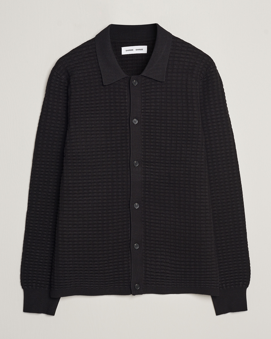 Herre | Trøjer | Samsøe Samsøe | Samsøe & Samsøe Jules Waffle Knitted Cardigan Black