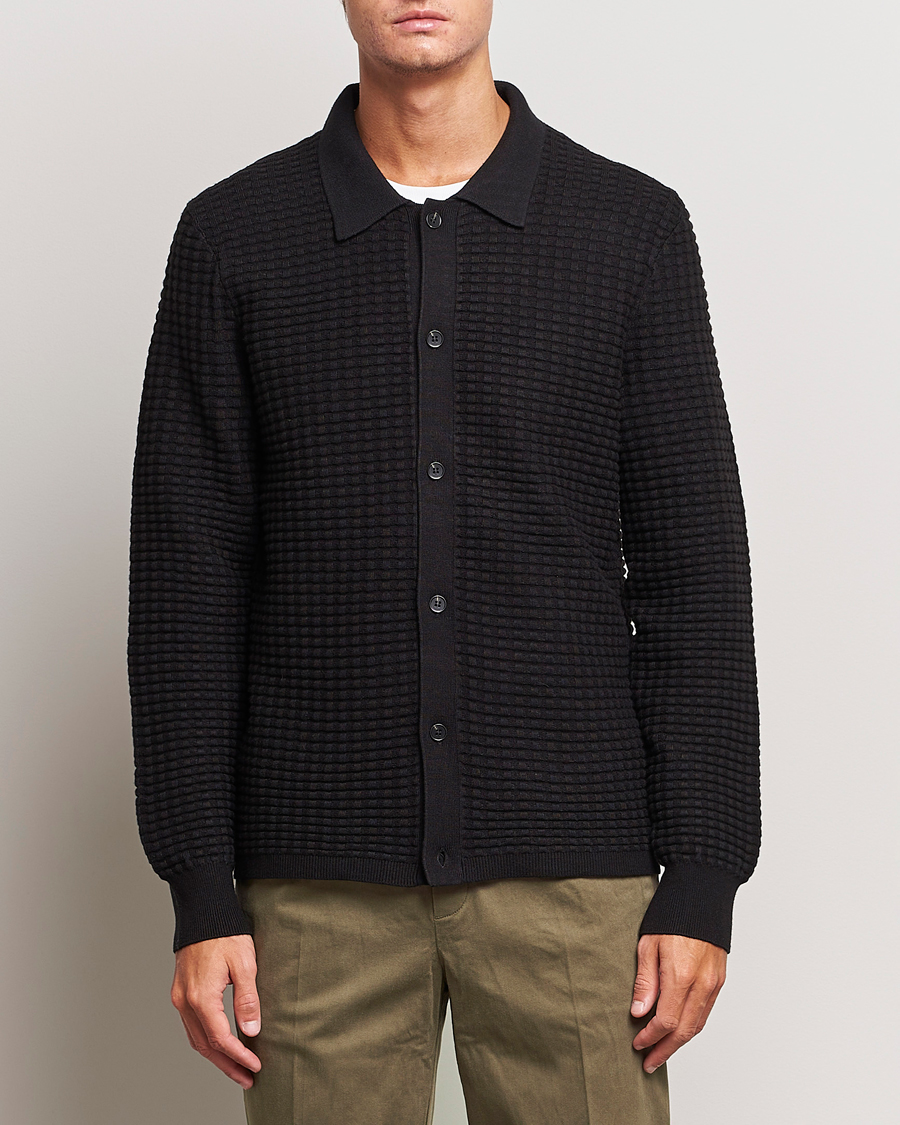 Herre | Samsøe & Samsøe | Samsøe & Samsøe | Jules Waffle Knitted Cardigan Black