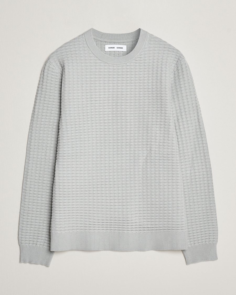 Herre | Trøjer | Samsøe Samsøe | Samsøe & Samsøe Jules Waffle Knitted Crew Neck High Rise Grey