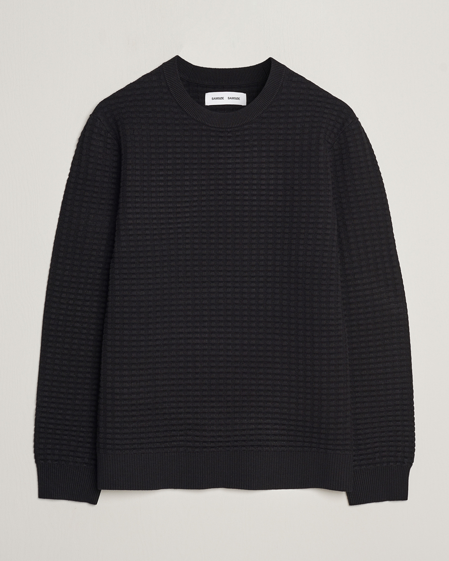 Herre | Trøjer | Samsøe Samsøe | Samsøe & Samsøe Jules Waffle Knitted Crew Neck Black