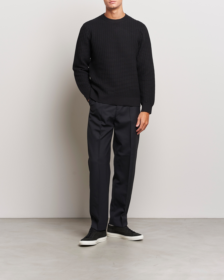 Herre | Trøjer | Samsøe Samsøe | Samsøe & Samsøe Jules Waffle Knitted Crew Neck Black