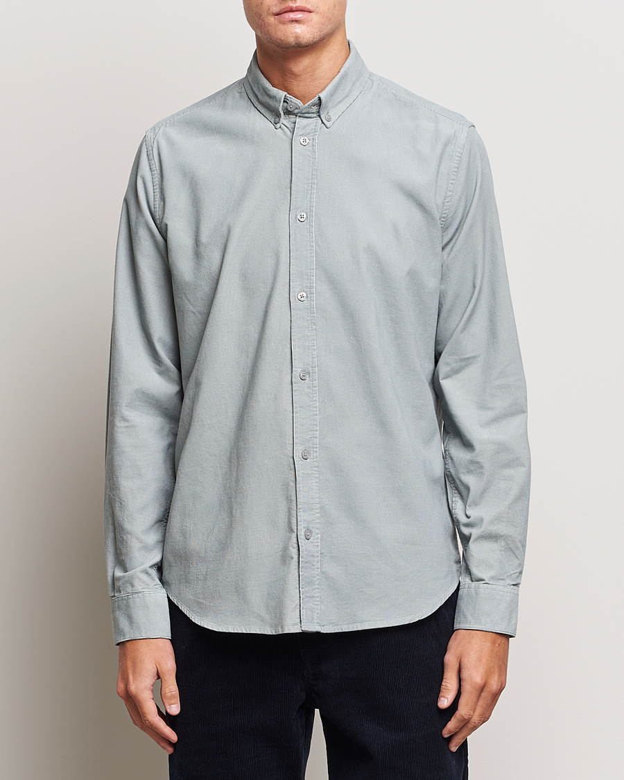 Herre | Skjorter | Samsøe Samsøe | Samsøe & Samsøe Liam Baby Cord Shirt High Rise Grey