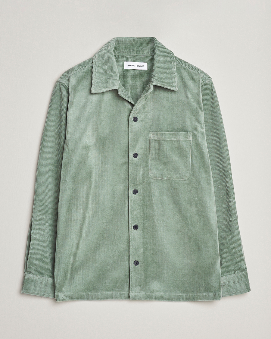 Herre | Skjorter | Samsøe Samsøe | Samsøe & Samsøe Damon Corduroy Overshirt Iceberg Green