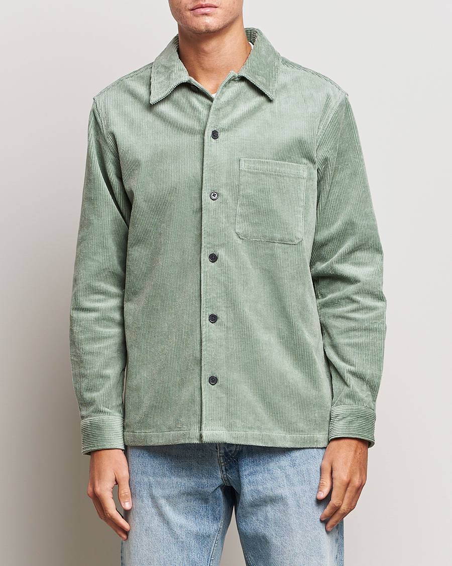 Herre | Skjorter | Samsøe Samsøe | Samsøe & Samsøe Damon Corduroy Overshirt Iceberg Green
