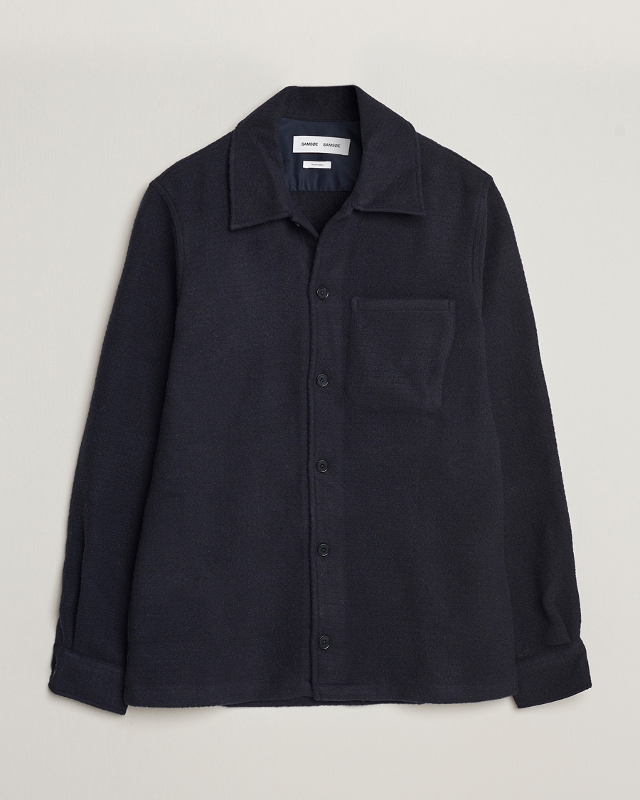 Herre | Skjorter | Samsøe Samsøe | Samsøe & Samsøe Taka Waffle Knitted Overshirt Salute Navy