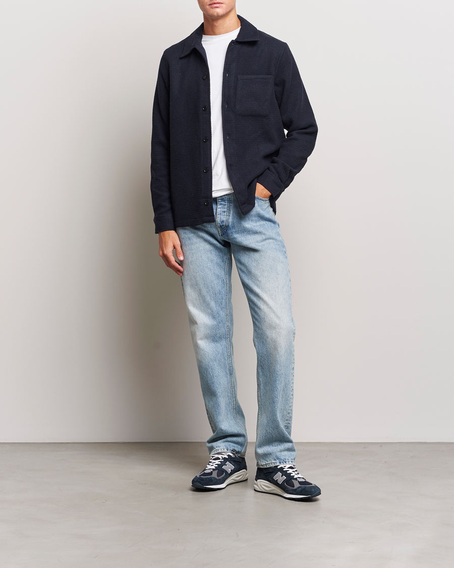 Herre | Skjorter | Samsøe Samsøe | Samsøe & Samsøe Taka Waffle Knitted Overshirt Salute Navy