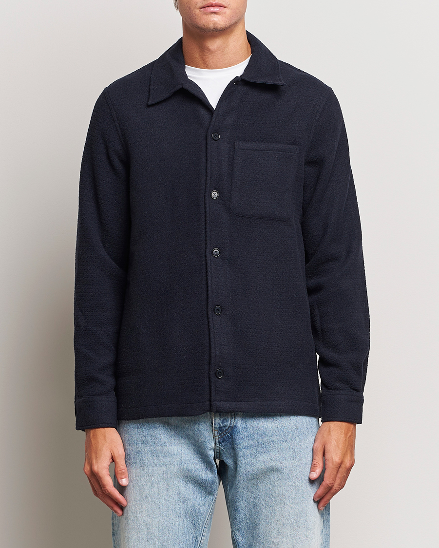 Herre | Skjorter | Samsøe Samsøe | Samsøe & Samsøe Taka Waffle Knitted Overshirt Salute Navy