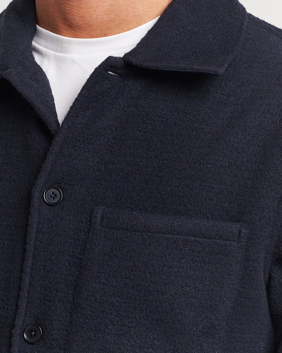 Herre | Skjorter | Samsøe Samsøe | Samsøe & Samsøe Taka Waffle Knitted Overshirt Salute Navy