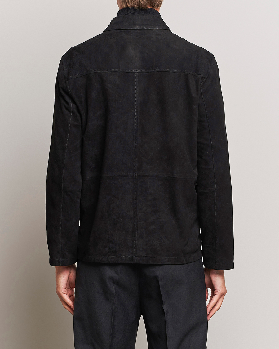 Herre | Jakker | J.Lindeberg | Jonah Suede Zip Overshirt Black