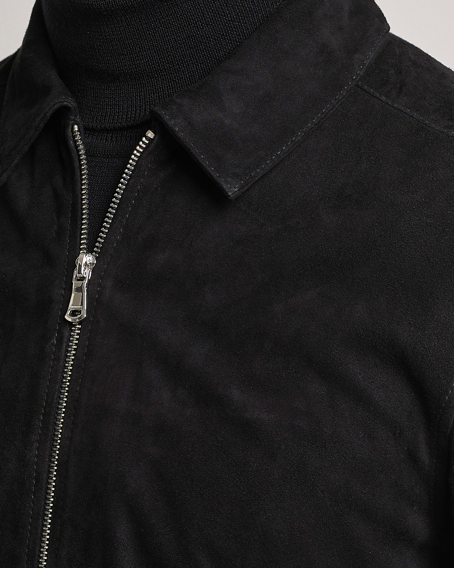 Herre | Jakker | J.Lindeberg | Jonah Suede Zip Overshirt Black